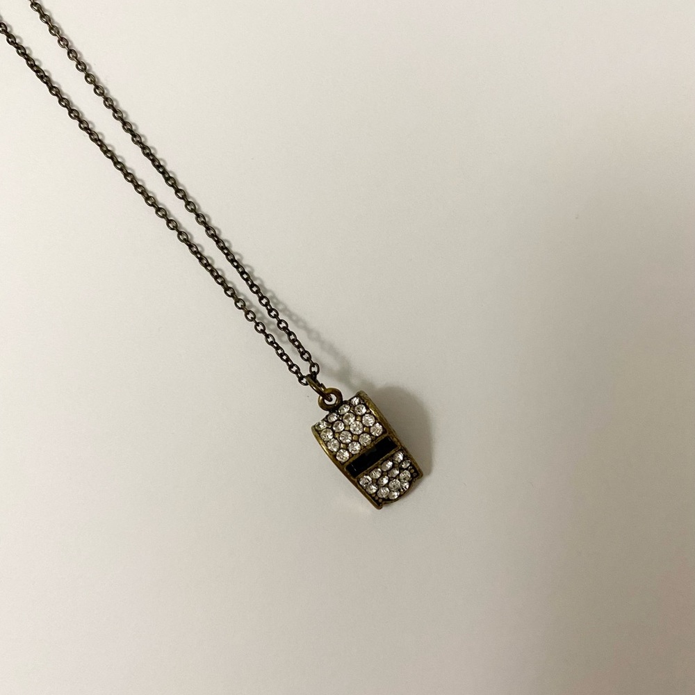 Vintage Rhinestone Whistle Charm Necklace